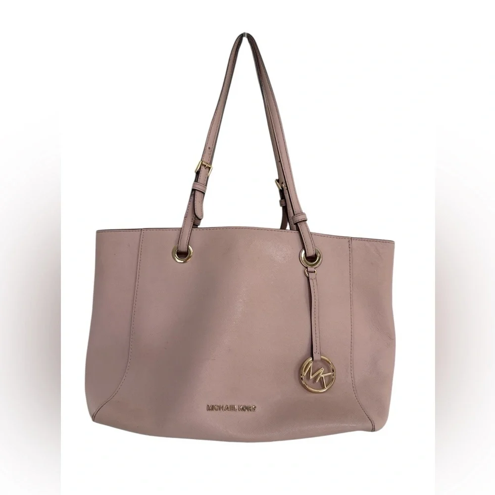 Michael Kors Walsh Pink Leather Tote Multifunction Laptop Bag